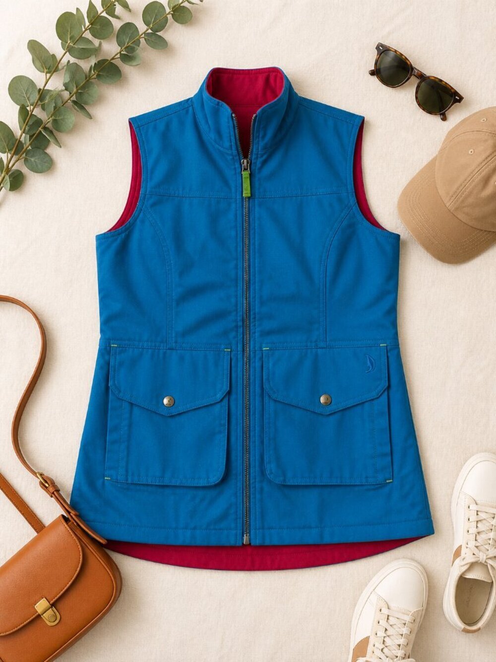Gardener’s Supply Co Utility Vest Blue Red Fleece Lined Size XS Outdoor Workwear